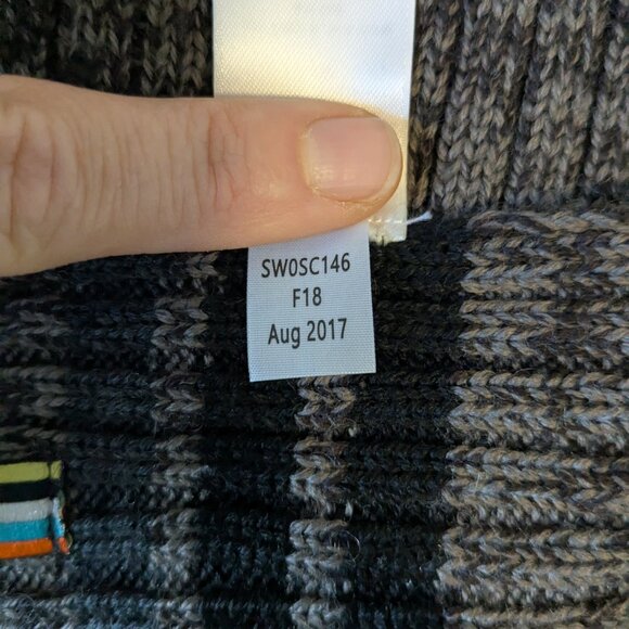 Smartwool Thunder Creek Scarf Charcoal Gray Black Stripe Wool Acrylic Blend EUC - Picture 6 of 7